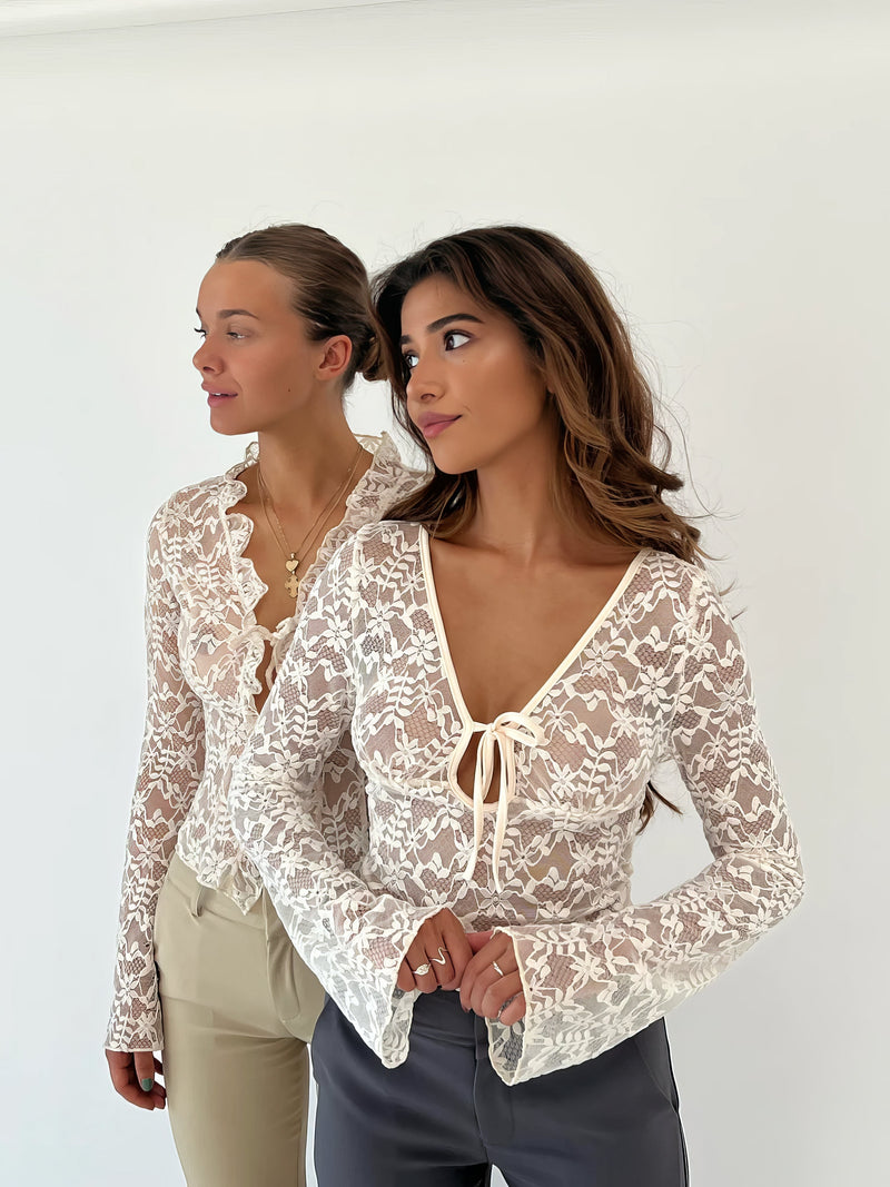 Veala | Top met lange mouwen en strik - Casual Dames