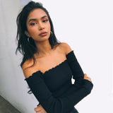 Veala |  Crop Top Off Shoulder top met lange mouwen