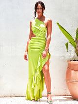 Veala | Uneschouder maxi groene jurk - 2024 Women Trend