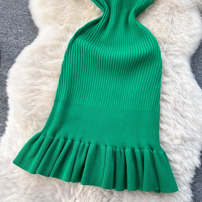 Veala | Geribbelde Gebreide Bodycon Mini Jurk