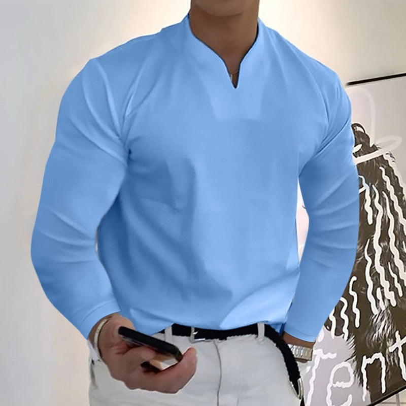 Veala | Sublieme Schaduwaccenten Modieus V-hals Shirt voor Heren